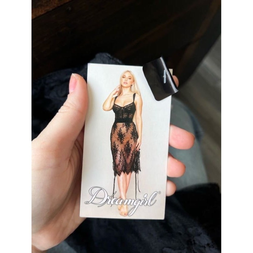 Dreamgirl Black Eyelash Lace Slip Chemise Size M - Picture 7 of 9